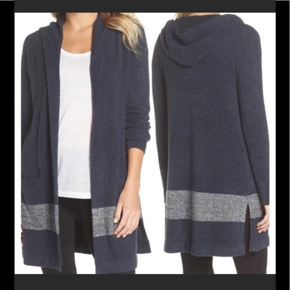 Barefoot Dreams Hooded Cardigan Navy